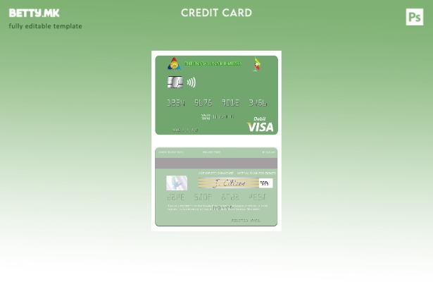 Модерен стил Шаблон за виза дебитна картичка Myanmar Innwa Bank Limited